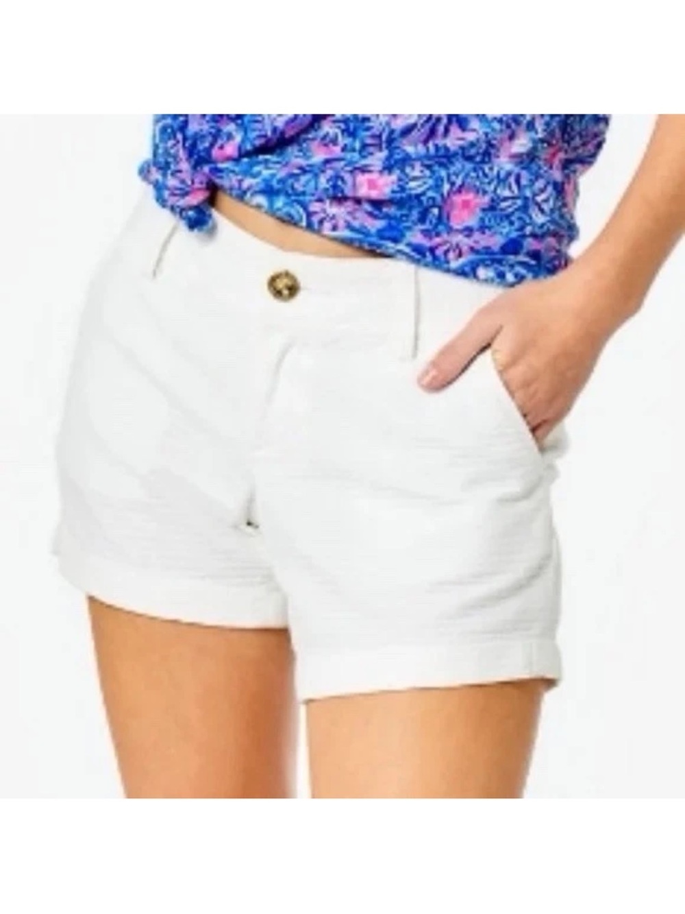 Lilly Pulitzer Callahan White Rolled-Hem cotton Shorts size 16 nwt